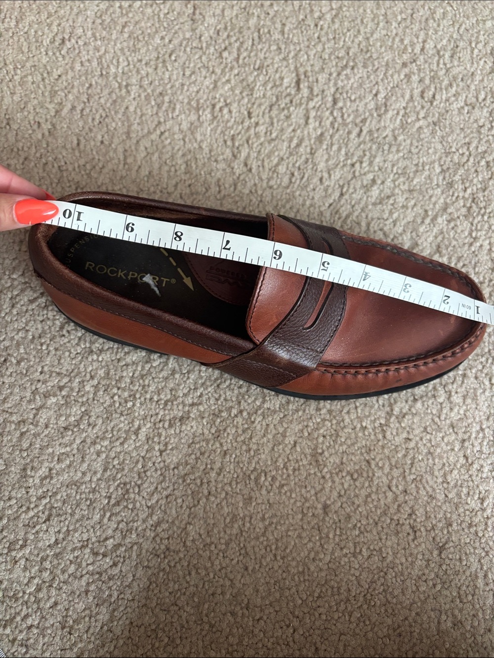 Rockport Men's Tan and Brown Leather Loafers size 7W - Picture 10 of 12